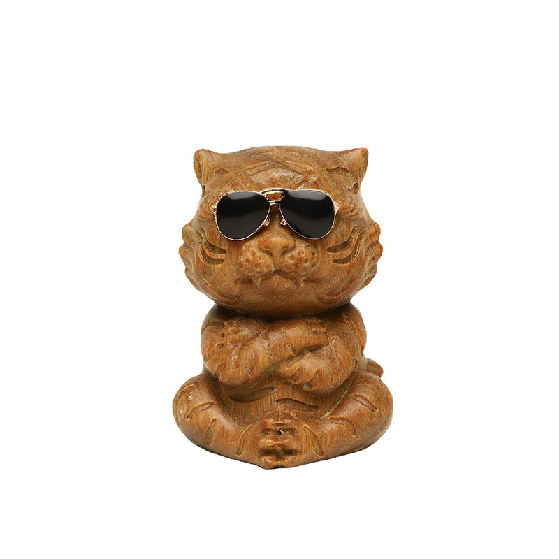 Buddha Stones, kleiner grüner Sandelholz-Tiger, gravierte positive Schreibtischdekoration - image 10