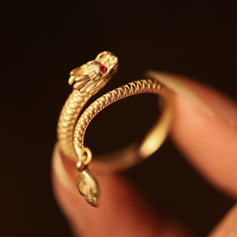 Buddha Stones 925 Sterling Silber Vintage Jahr des Drachen Glück Schutz Stärke verstellbarer Ring - image 4