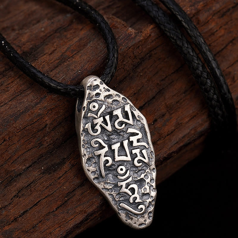 Buddha Stones, tibetisches 925er-Sterlingsilber, Om Mani Padme Hum Dorje Vajra, gravierter Stärke-Halskettenanhänger - image 10