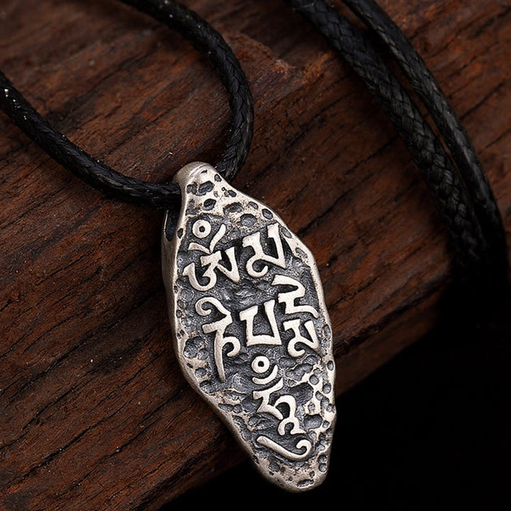 Buddha Stones, tibetisches 925er-Sterlingsilber, Om Mani Padme Hum Dorje Vajra, gravierter Stärke-Halskettenanhänger - image 10