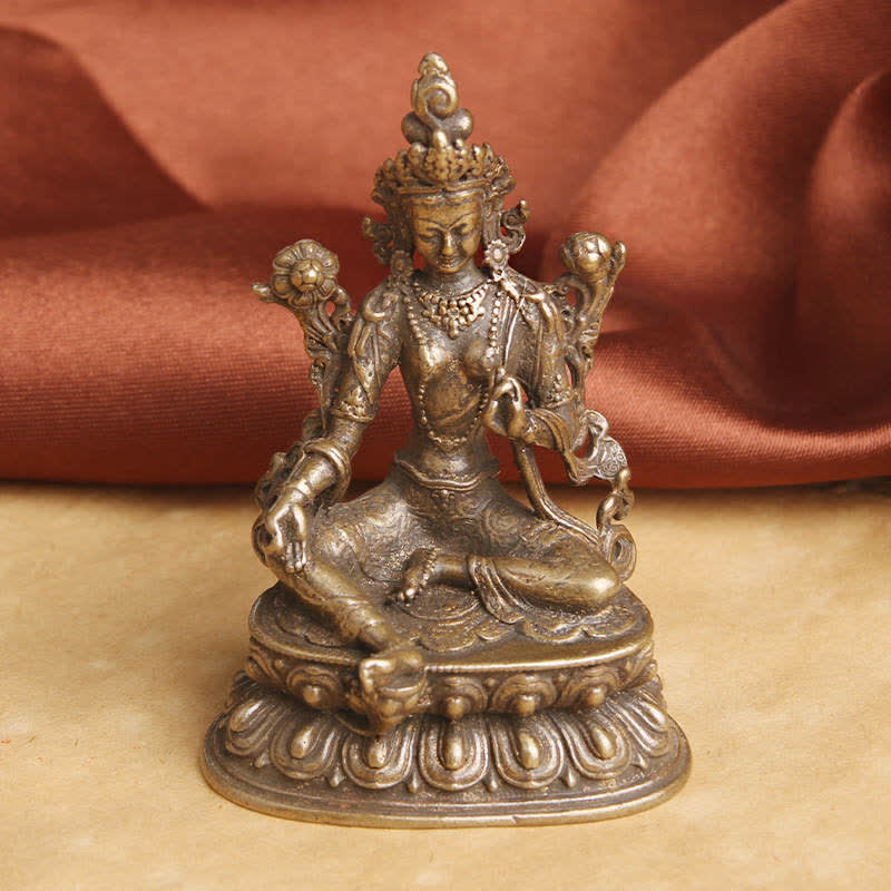 Bodhisattva Green Tara Calm Hope Kupfer Statue Dekoration - image 3