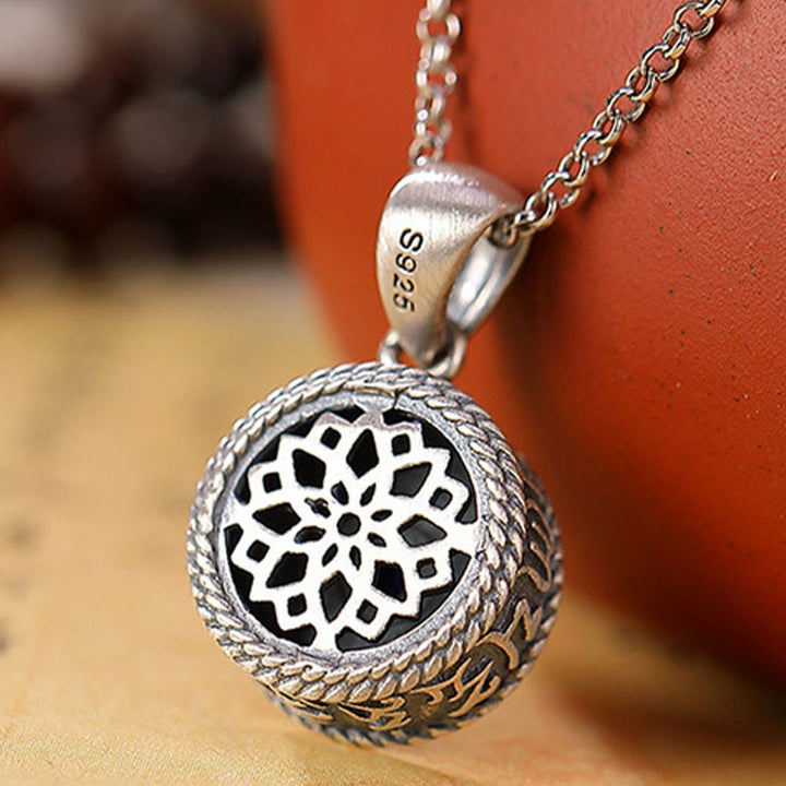 925 Sterling Silber Om Mani Padme Hum Lazurite Love Peace Halskette Anhänger - image 5