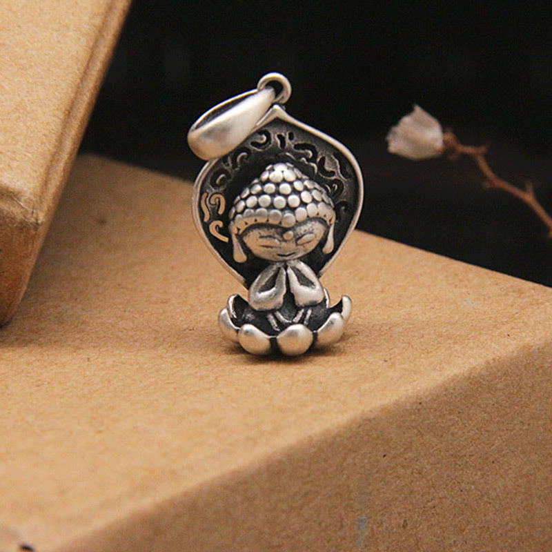 Buddha Stones 999 Sterling Silber Meditation Buddha Lotus Serenity Halskette Anhänger - image 6
