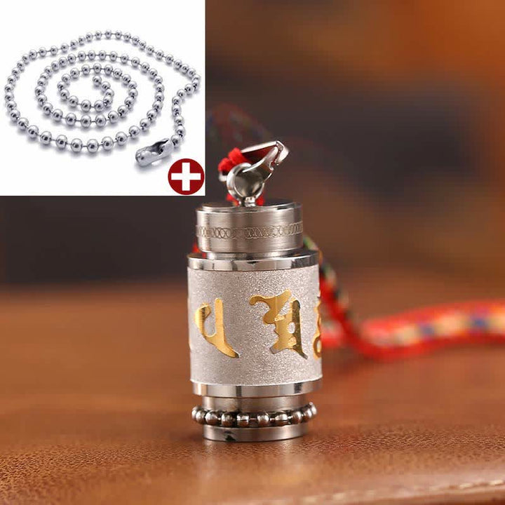 Buddha Stones ​​Tibet Om Mani Padme Hum Shurangama Mantra Titan Stahl Weisheit Amulett Halskette Anhänger - 1,4 x 2,4 cm - Silber - Bunte Schnur- und Perlenkette - image 26