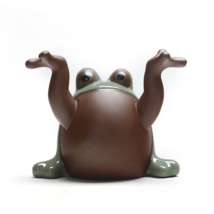 Buddha Stones FengShui Reichtum Glück niedlicher Frosch Keramik Teehaustier Figur Dekoration - image 3