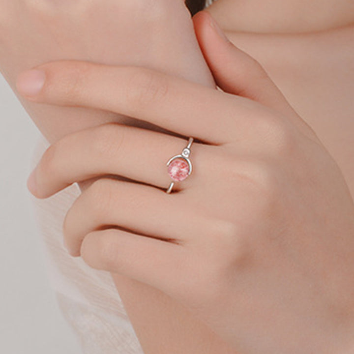 Beruhigender Rotationsring mit rosa Kristallen von Buddha Stones - image 5