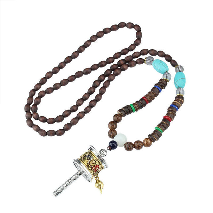 Buddha Stones, tibetische Om Mani Padme Hum Gebetsmühle, Rotation, Vajra-Holz-Halsketten-Anhänger - image 12