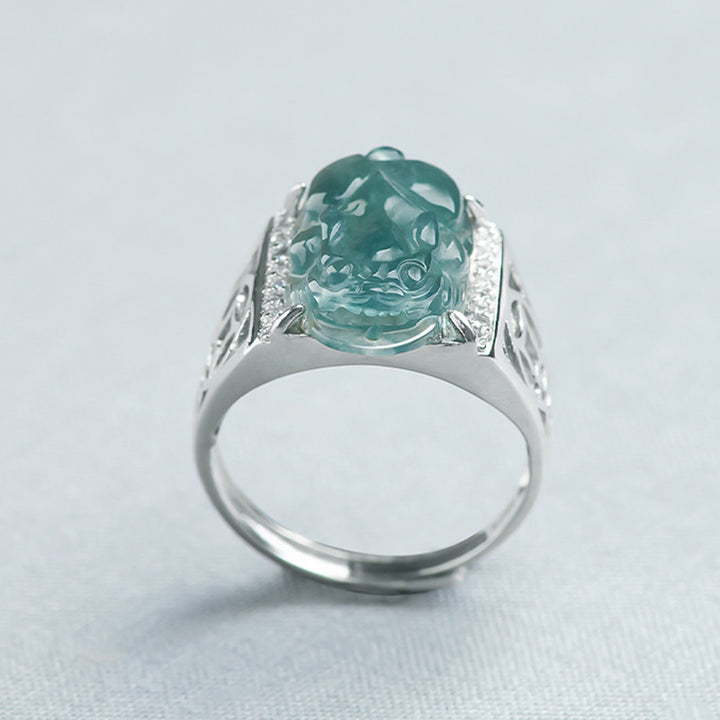 Buddha Stones 925 Sterling Silber Fengshui Reichtum Wohlstand Jade PiXiu Glücksring - image 6