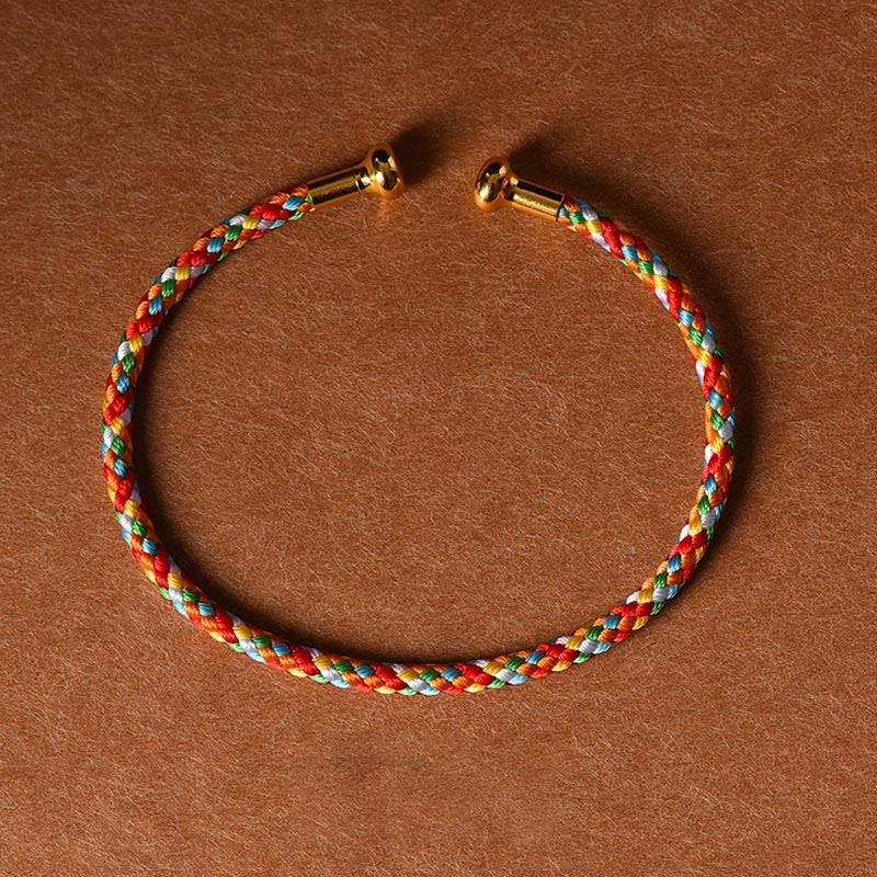 Buddha Stones, schlichtes Design, handgefertigtes Glücksgeflecht-Manschettenarmband - Bunt - image 18