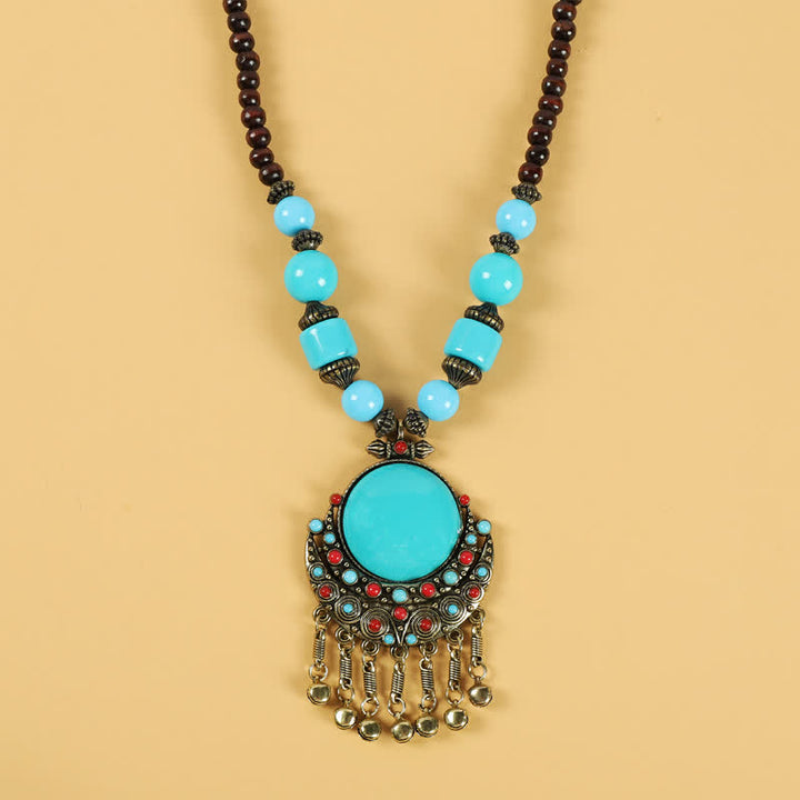 Tibetische Retro-Perlen, Quasten-Haarschmuck, Haarschmuck - Sonne Mond-Blau - image 5