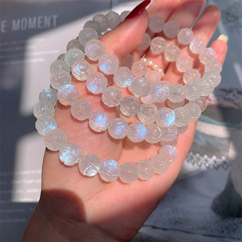 Buddha Stones natürliches Mondstein-Lotus-Liebesarmband - image 2