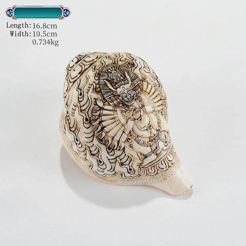 Tibetische handgemachte gravierte Shankha Buddha Avalokitesvara Conch Shell Reichtum Dekoration - Yamantaka Buddha 16,8 x 10,5 cm - image 10