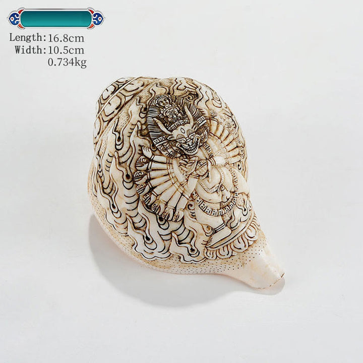 Tibetische handgemachte gravierte Shankha Buddha Avalokitesvara Conch Shell Reichtum Dekoration - Yamantaka Buddha 16,8 x 10,5 cm - image 10