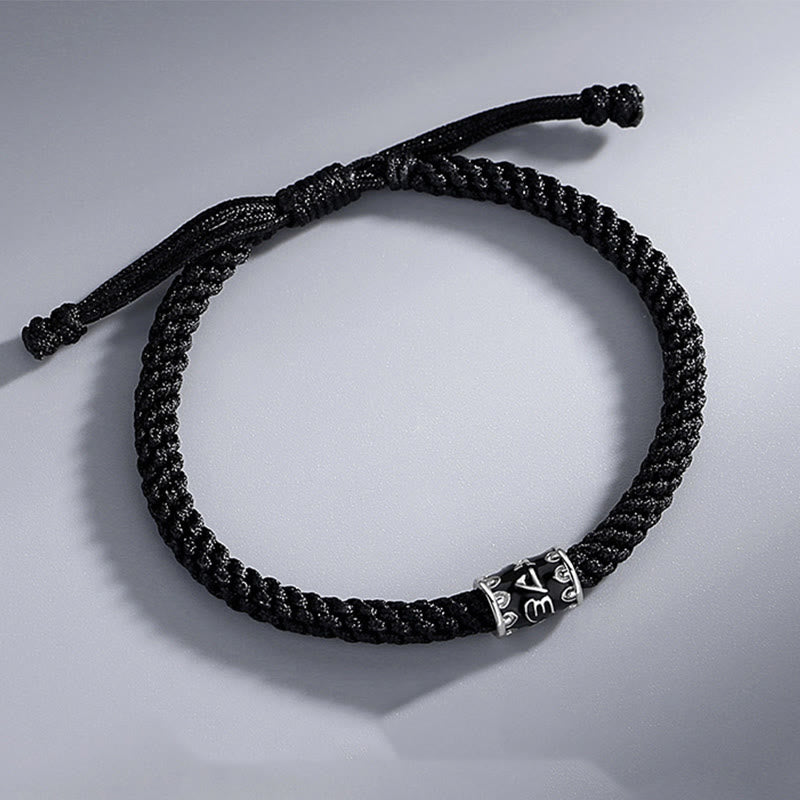 Buddha Stones 925 Sterling Silber Om Mani Padme Hum Peace geflochtenes Armband - image 2