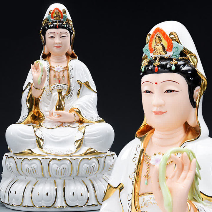 Chenrezig Bodhisattva Avalokitesvara Success Keramikstatue Heimdekoration - image 0