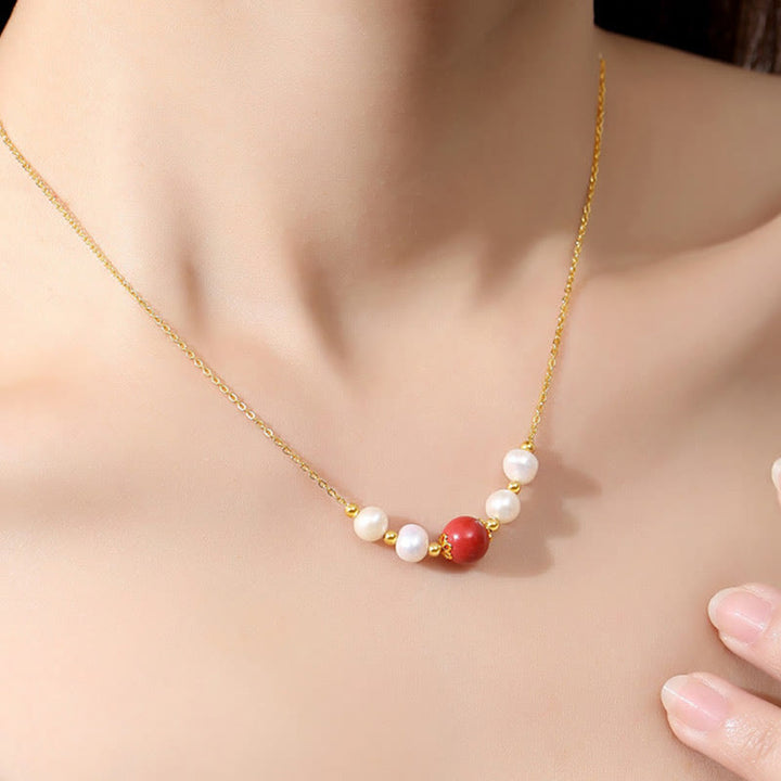 Buddha Stones 925 Sterling Silber Perle Zinnober Aufrichtigkeit Heilung Perlenkette Halskette Anhänger - image 3