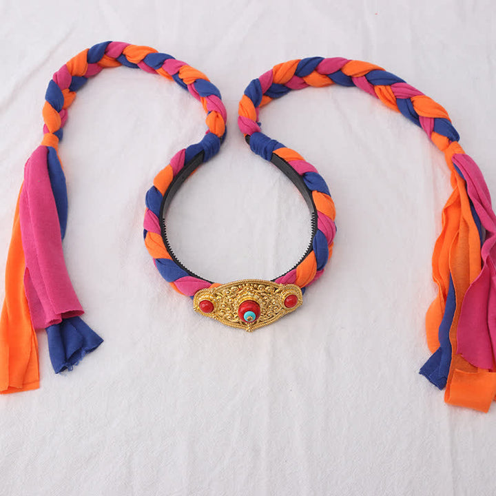 Tibetische bunte Quastenperlen Haarschmuck Haarschmuck - Orange - Prismatisch - image 22
