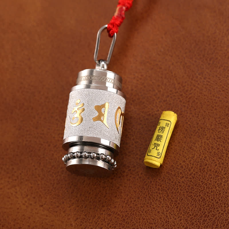 Buddha Stones ​​Tibet Om Mani Padme Hum Shurangama Mantra Titan Stahl Weisheit Amulett Halskette Anhänger - image 12
