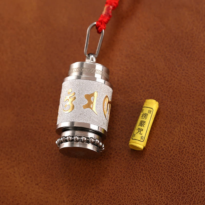 Buddha Stones ​​Tibet Om Mani Padme Hum Shurangama Mantra Titan Stahl Weisheit Amulett Halskette Anhänger - image 12