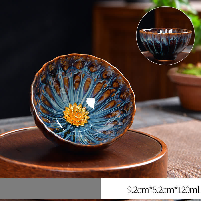 Teetasse aus Keramik mit Buddha Stones , Lotus, Pfau, Drache, Phönix, Koi-Fisch, eingelegte Teetassen, 120 ml - image 9