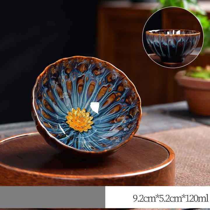 Teetasse aus Keramik mit Buddha Stones , Lotus, Pfau, Drache, Phönix, Koi-Fisch, eingelegte Teetassen, 120 ml - image 9