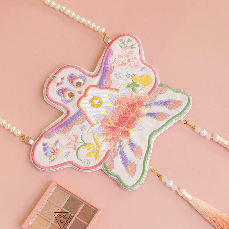 Buddha Stones Luck Stickerei Lotus Koi Fisch Kaninchen Blume Hanfu Tasche Umhängetasche Umhängetasche - Lotusdrachen - image 18