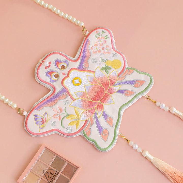 Buddha Stones Luck Stickerei Lotus Koi Fisch Kaninchen Blume Hanfu Tasche Umhängetasche Umhängetasche - Lotusdrachen - image 18