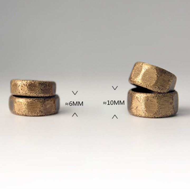 Buddha Stones Tibetischer schlichter Reichtumsring aus mattiertem Kupfer und Messing - image 18