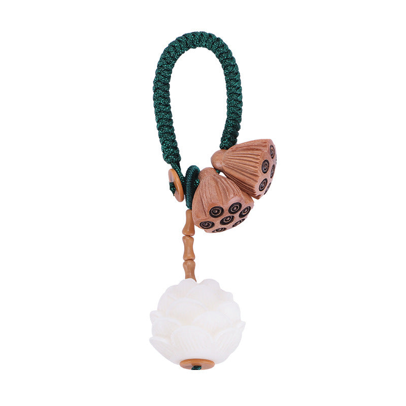 Buddha Stones, Lotus, natürlicher Weiß Bodhi-Samen, Pfirsichholz, Glücks-Schlüsselanhänger, Dekoration - image 4