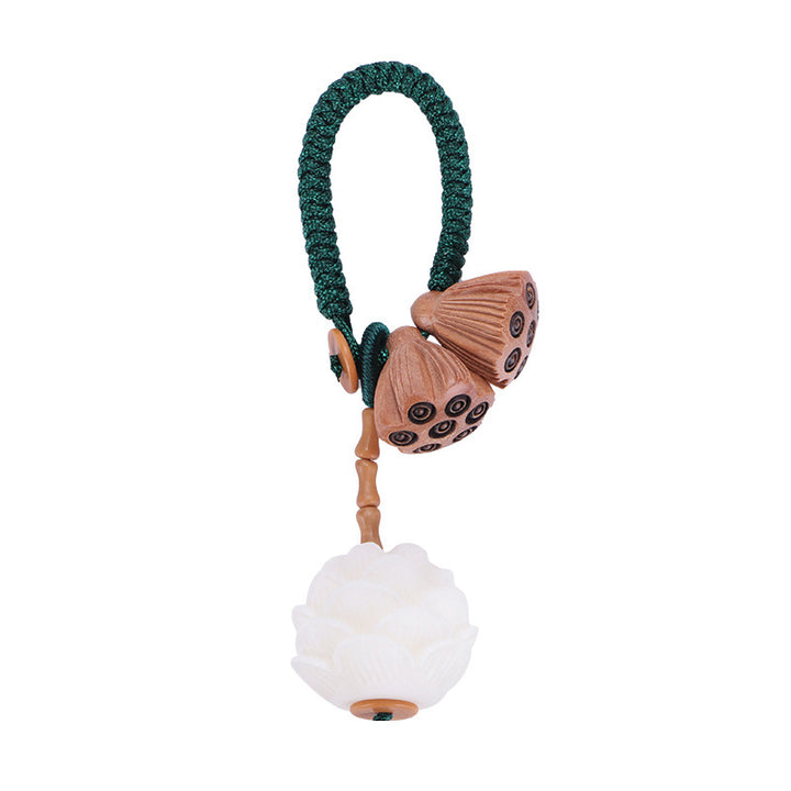 Buddha Stones, Lotus, natürlicher Weiß Bodhi-Samen, Pfirsichholz, Glücks-Schlüsselanhänger, Dekoration - image 4