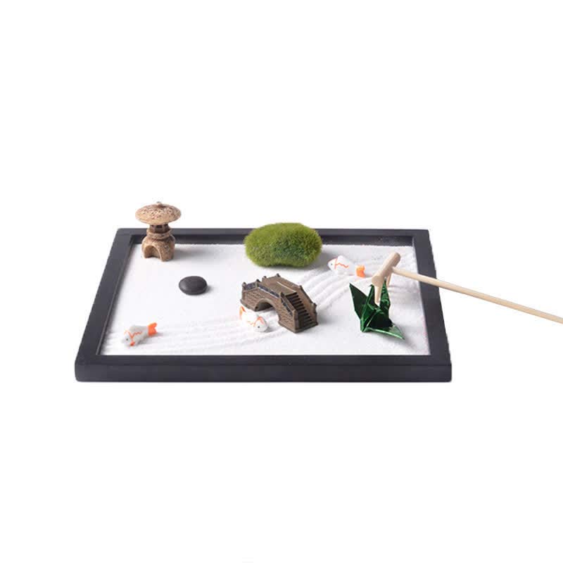Koi-Fisch, kleine Brücke, Graslandschaft, Frieden, Meditation, Zen-Gartendekoration - image 1
