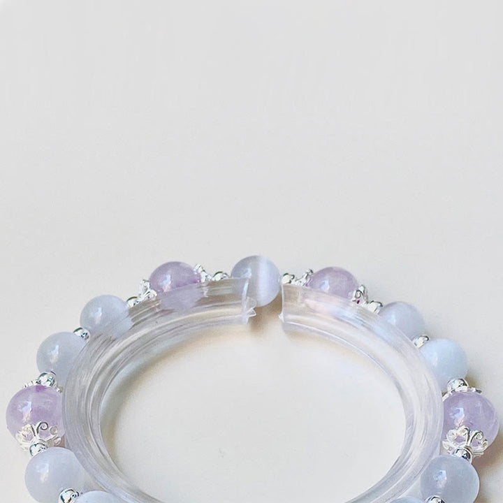 Buddha Stones Armband aus 925er-Sterlingsilber, natürlicher Amethyst, Katzenauge, spirituelles Bewusstsein, Stern - image 7