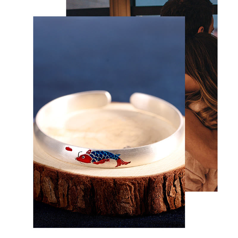 Buddha Stones 999 Sterling Silber Koi-Fisch-Glücks-Armreif - image 6