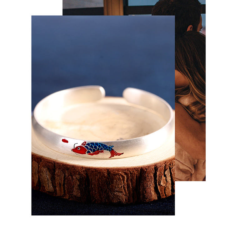 Buddha Stones 999 Sterling Silber Koi-Fisch-Glücks-Armreif - image 6