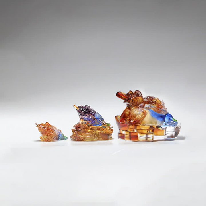 Feng Shui Frosch, handgefertigtes Liuli-Kristall-Kunststück, Reichtum, Heimbüro-Dekoration - image 18
