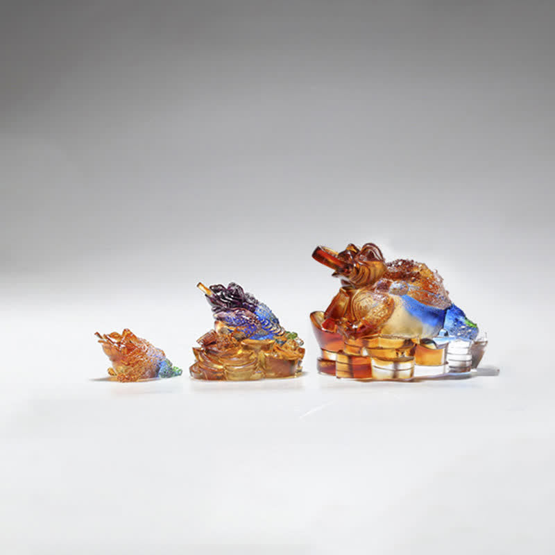 Feng Shui Frosch, handgefertigtes Liuli-Kristall-Kunststück, Reichtum, Heimbüro-Dekoration - image 18