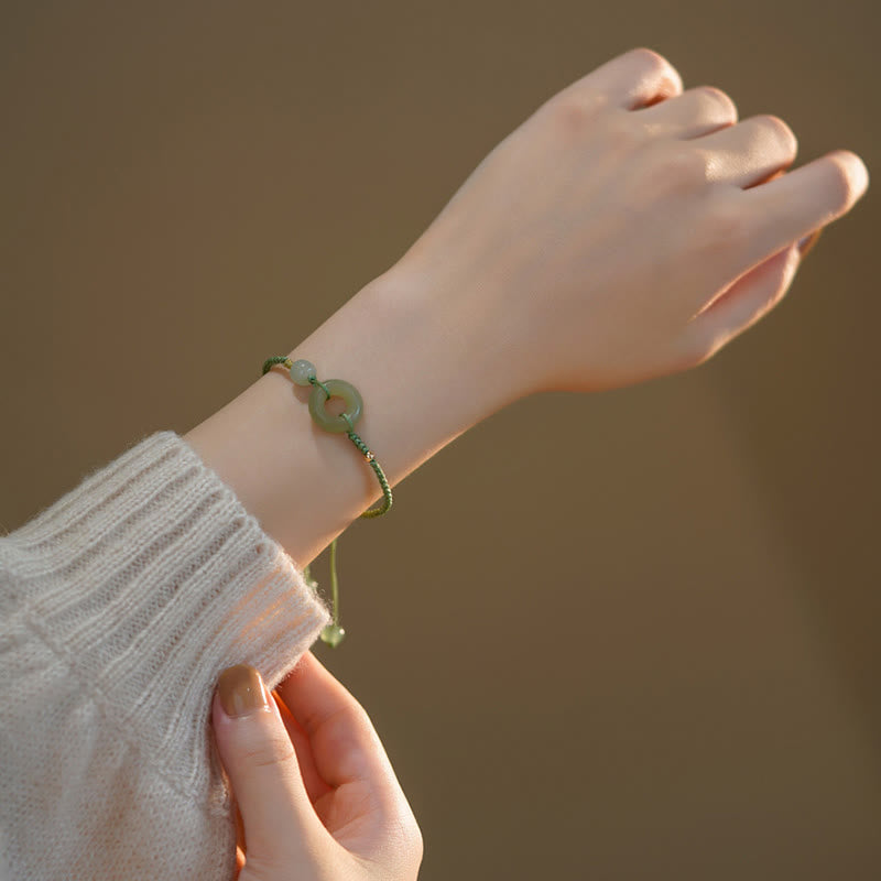 Buddha Stones Lotus Jade Friedensschnalle Perlen Glücksbringer Armband - image 8