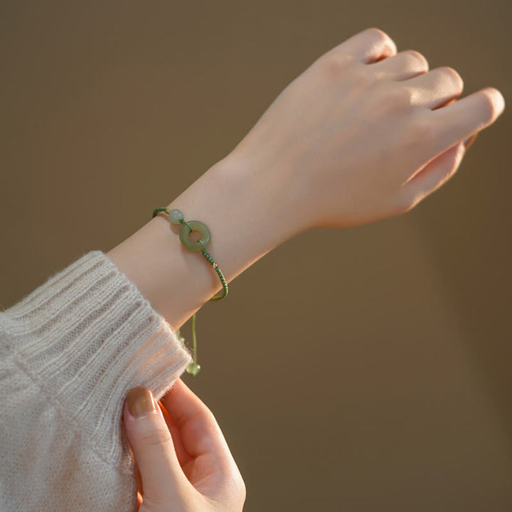 Buddha Stones Lotus Jade Friedensschnalle Perlen Glücksbringer Armband - image 8