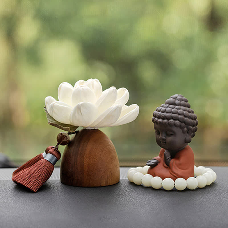 Schwarze Pfirsichholz-Buddha-Blumen-Calm-Cure-Dekorationen - image 0