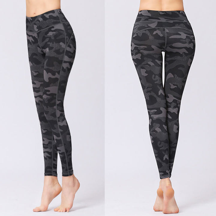 Buddha Stones Camo Print Sport Fitness Yoga Hohe Taille Leggings Damen Yogahose