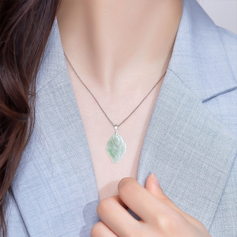 Buddha Stones, natürliche Jade, neunschwänziger Fuchs, Wohlstandssymbol, Titanstahlkette, Anhänger - image 2