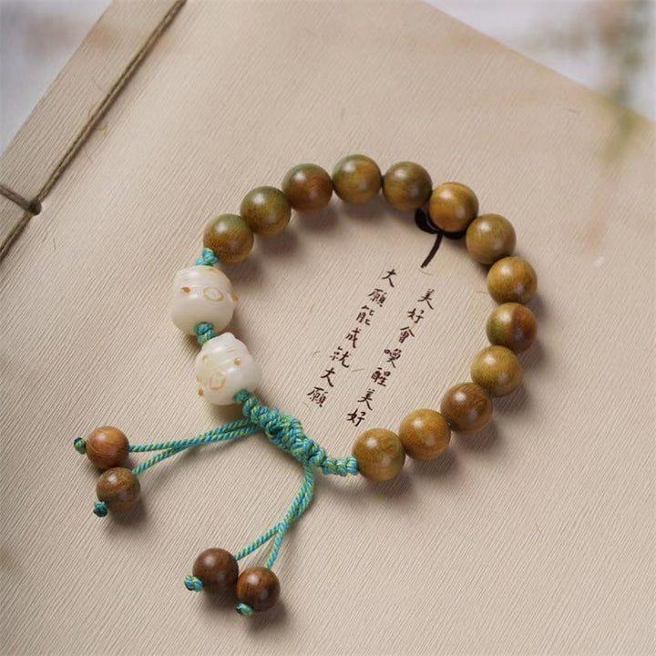 Buddha Stones Grünes Sandelholz Bodhi Seed Lucky Cat Positive Armband - image 2