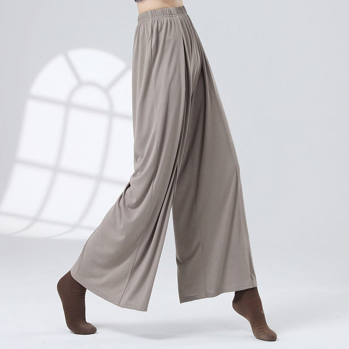 Buddha Stones Einfarbige, lockere Hose mit weitem Bein, Tanzhose für Damen