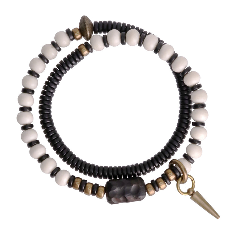 Buddha Stones Knochenperlen Ebenholz Kupfer Stärke Paar Armband