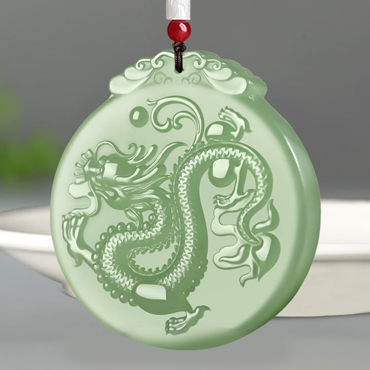 Buddha Stones Chinesisches Sternzeichen Drache Jade Glück Halskette String Anhänger - Jade - image 1