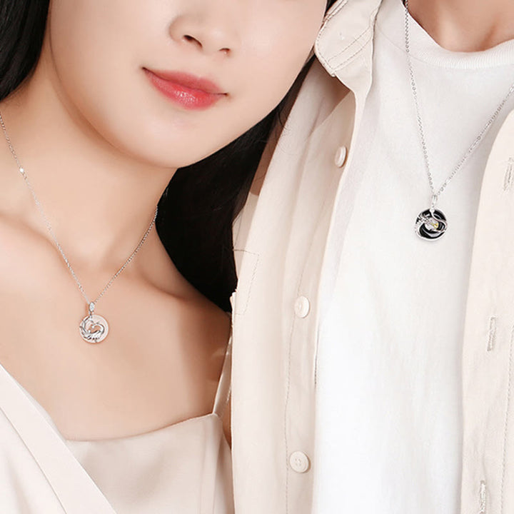 Buddha Stones 925 Sterling Silber Jahr des Drachen natürlicher schwarzer Onyx Chalcedon Drache Phönix Friedensschnalle Schutz Halskette Anhänger - image 8