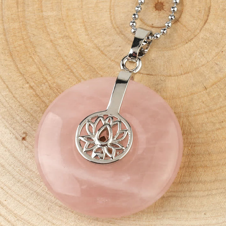 Buddha Stones, verschiedene Kristall-Amethyst-Rosa-Kristall-Lotus-Heilungs-Halsketten-Anhänger - Rosa Kristall - image 9