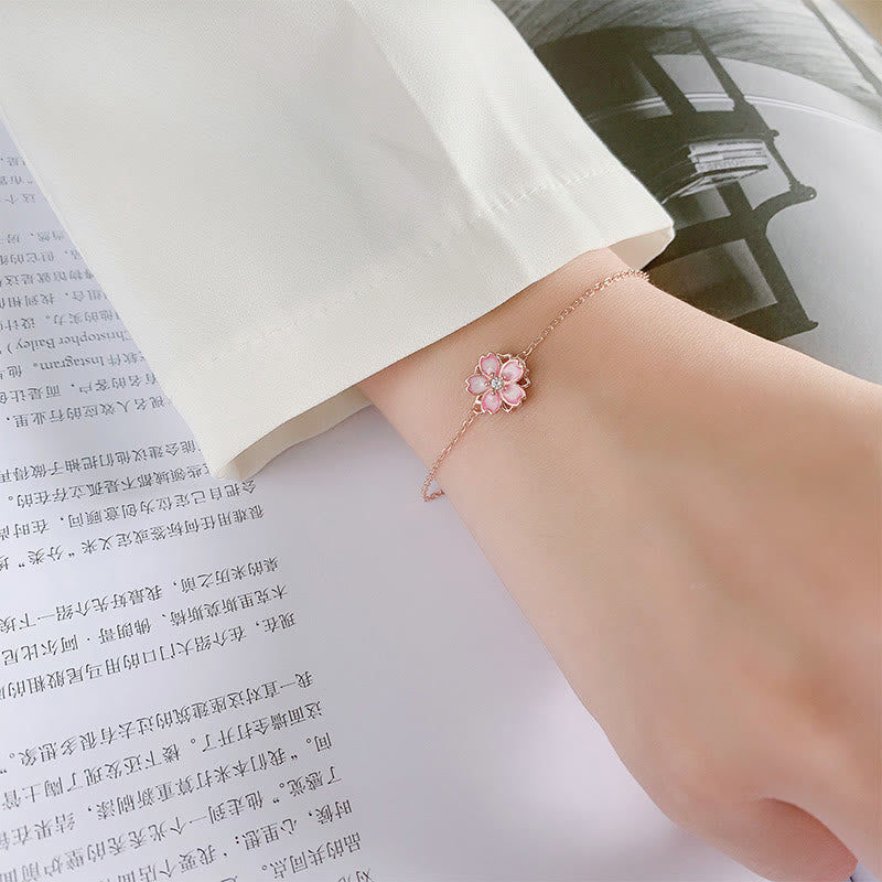 Buddha Stones 925 Sterling Silber Kirschblüten-Segen-Kettenarmband, drehbarer Ring - image 4