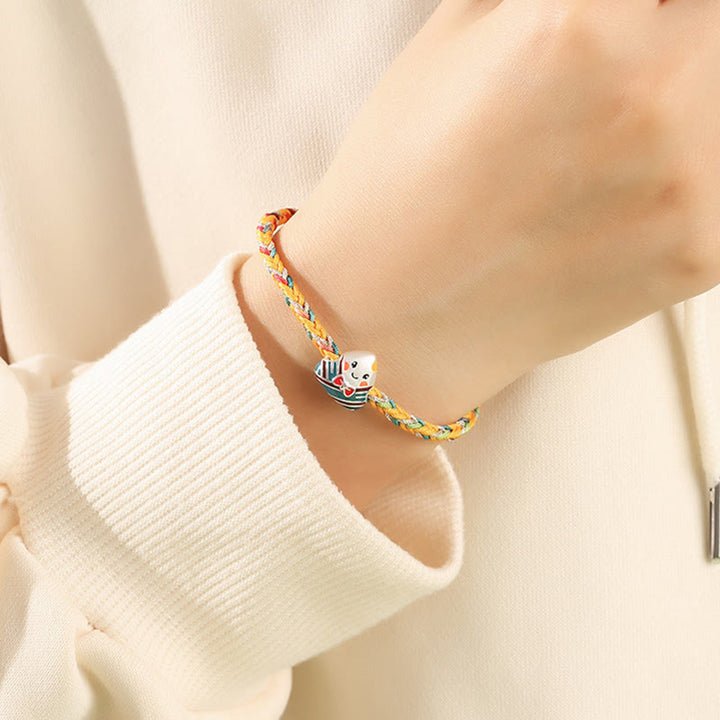 Armband mit Buddha Stonesn, 925er-Sterlingsilber, Drachenboot-Festival, Zongzi-Muster, Glück, handgefertigt, mehrfarbiges Seil, für Kinder und Erwachsene - image 7