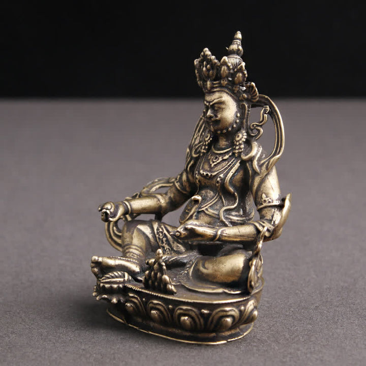 Gelbe Jambhala Bodhisattva Figur Serenity Kupfer Statue Dekoration - image 6